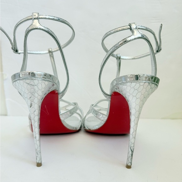 Christian Louboutin Metallic Silver Leather croc Tangueva 100 mm sandals EU 40 - Picture 9 of 14
